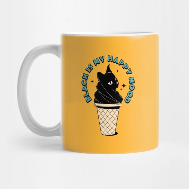 Ice Cream Black Cat in pink by The Charcoal Cat Co.